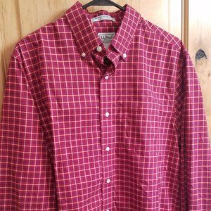 Men's LL Bean Casual Dress Button Down Shirt - Size medium - R/W/B Plaid